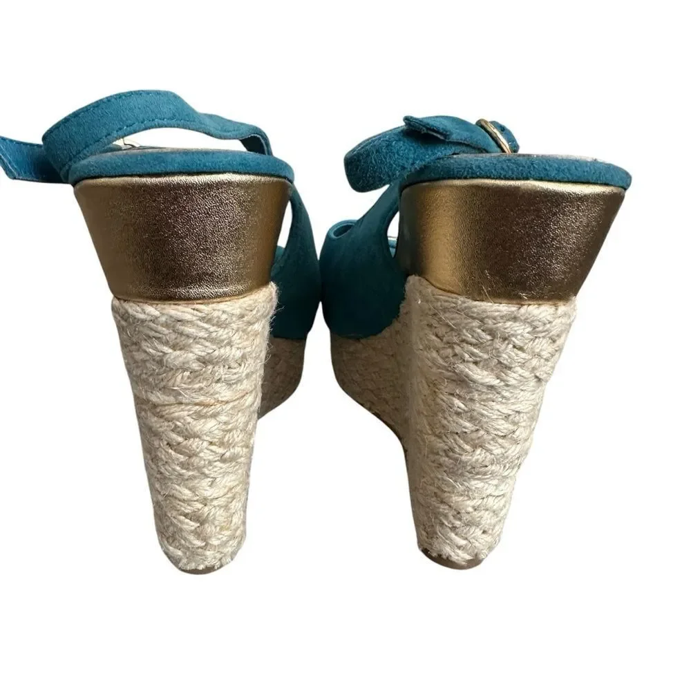 Dolce Vita Teal Suede Wedge Sandals Size 6